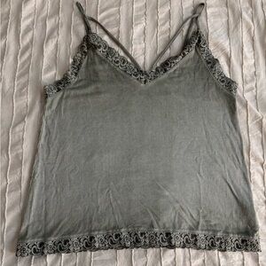 American Eagle Outfitters Lace Trimmed Gray Camisole